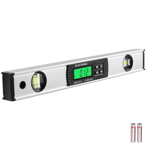 ALLmeter Digitale Wasserwaage 400mm 16 Zoll 0-360° IP54 Staub-/Wasserdicht mit LCD Magnetfuß Datenspeicherfunktion Elektronische Wasserwaage für Dachschrägen Geländer Rampen von ALLmeter