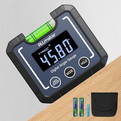 ALLmeter Digitaler Winkelmesser Winkelmessgerät Magnetfuß Füllstandsblasenfläschchen 90°LCD Winkelfinder Neigungsmesser Mini Bevel Box Wasserwaage IP52 für Holzbearbeitung Bauwesen Tischkreissäge Wand von ALLmeter