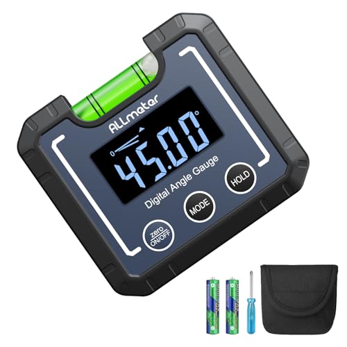 ALLmeter Digitaler Winkelmesser Digital Neigungsmesser Magnetfuß 4 * 90° Mini Inklinometer (Batterie enthalten) mit LCD Display IP52 Wasserdicht Bevel Box Wasserwaage für Holzarbeiten Bauen Mauerwerk von ALLmeter