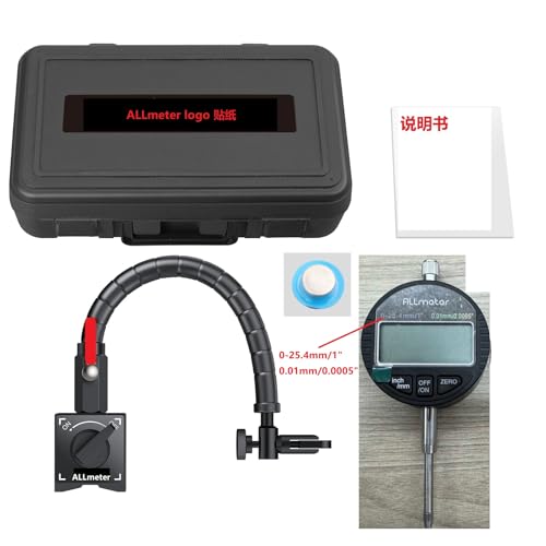 ALLmeter Digitaler Messuhr-Satz mit Schlangenarm-Magnetfuß, 0–25,4mm/0,0005" Präzision, flexibler Halter, ideal für bremsscheiben vorne und scheibenbremse fahrrad von ALLmeter