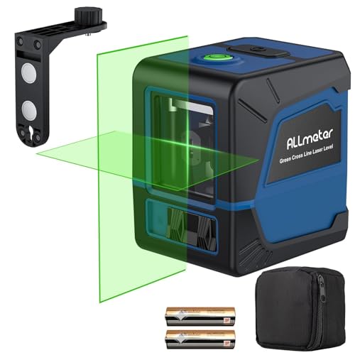 ALLmeter Kreuzlinienlaser Grün Laser Wasserwaage 100ft/30m mit selbstnivellierender Magnethalterung 360° Linienlaser IP54 Staub & Wasserschutz mit 2*AA Batterien & Schutztasche von ALLmeter