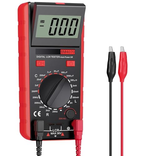 ALLmeter LCR Digital Multimeter Voltmeter Messgerät A/D-Wandlung mit LCD-Display für Kapazität, Widerstand, Dioden Induktivität Durchgangstest mit 1 Paar Krokodilklemmen von ALLmeter