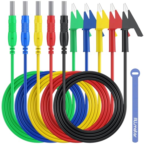 ALLmeter Verlängerbare Bananenstecker zu Krokodilklemmen Testleitungen 1m für Multimeter, Netzteile, Strommesszangen, Physiklabor, Elektromessungen, Reparaturen, Kupferleiter, 15A, 1000V, isoliert von ALLmeter