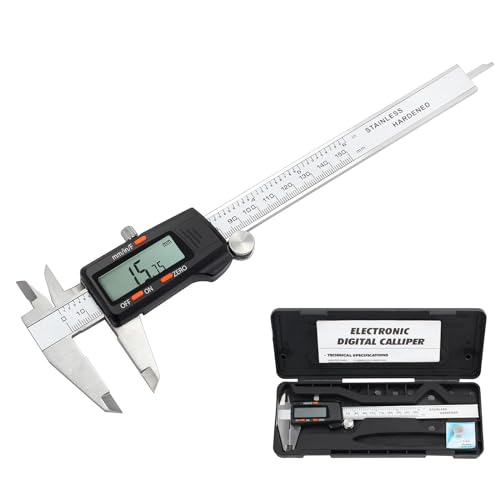 ALLmeter Messschieber Digital 150mm/6 Zoll Edelstahl Digitale Schieblehre messlehre mit LCD-Display Bruchteile/Zoll/Metrische Umrechnung für Länge Breite Tiefe Innendurchmesser Außendurchmesser von ALLmeter