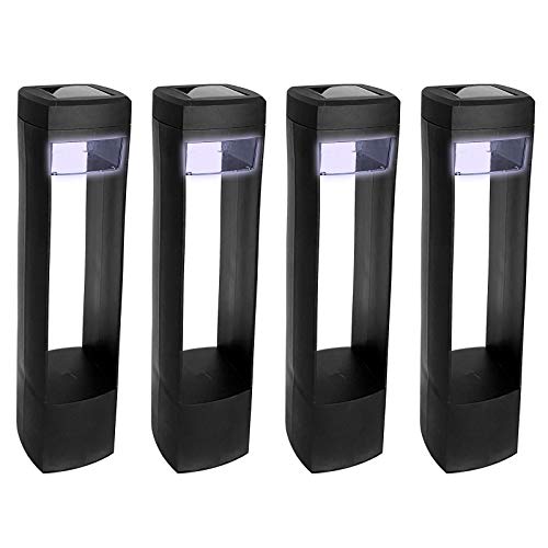 ALMA GARDEN 4er Set LED Solarleuchte Solar Lampe Kunststoff Schwarz Gartenleuchte Solarlampe Wegleuchte Gartenbeleuchtung Außenlampe Beleuchtung von ALMA GARDEN
