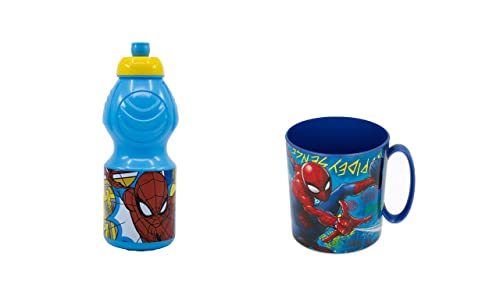 ALMACENESADAN, 4799, Spiderman Marvel, bestehend aus Mikrowelle 350 ml und Wasserflasche 400 ml, wiederverwendbar, BPA-frei von ALMACENESADAN