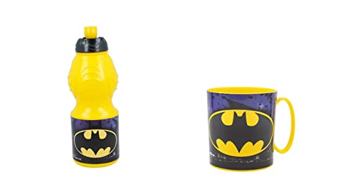 ALMACENESADAN, 4815 Batman-Symbol, bestehend aus Mikrowelle 350 ml und Wasserflasche 400 ml, wiederverwendbar, BPA-frei von ALMACENESADAN