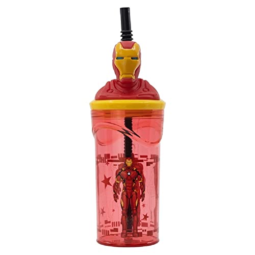 ALMACENESADAN, 4909; 3D-Figurbecher mit wiederverwendbarem Avengers, Avengers, Iron Man; Fassungsvermögen 360 ml; wiederverwendbares Produkt, BPA-frei. von ALMACENESADAN