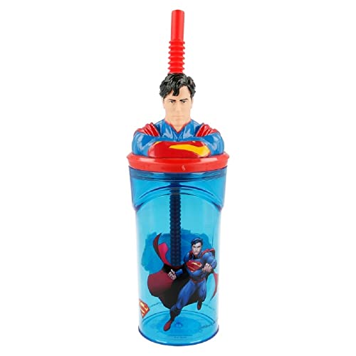 ALMACENESADAN, 4909; 3D-Figurbecher mit wiederverwendbarem Superman-Schaft; Fassungsvermögen 360 ml; wiederverwendbar; BPA-frei. von ALMACENESADAN