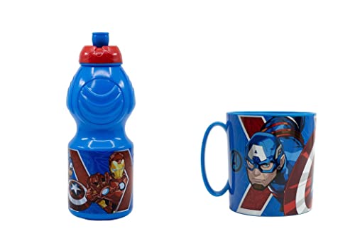 ALMACENESADAN, 4922 Avengers, die Avengers, bestehend aus Mikrowelle 350 ml und Wasserflasche 400 ml, wiederverwendbar, BPA-frei von ALMACENESADAN