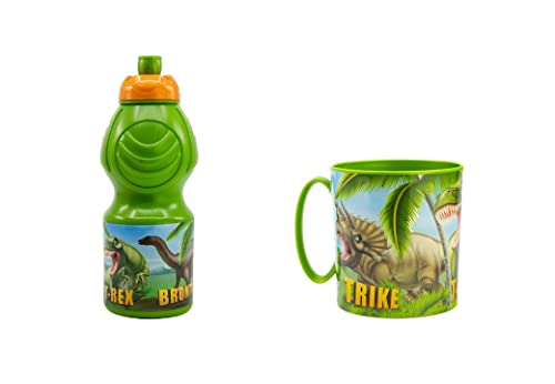 ALMACENESADAN, 4929 Dinosaurier-Set bestehend aus Mikrowelle 350 ml und Wasserflasche 400 ml, wiederverwendbar, BPA-frei von ALMACENESADAN