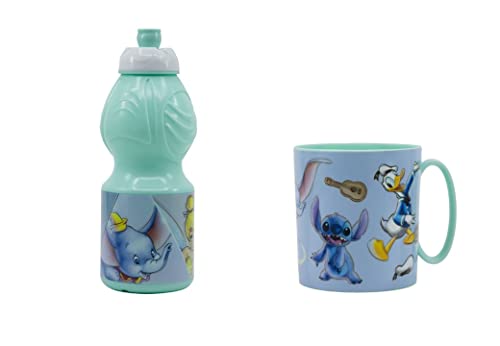 ALMACENESADAN, 4930 Disney 100 Jahrestag, bestehend aus Mikrowelle 350 ml und Wasserflasche 400 ml, wiederverwendbar, BPA-frei von ALMACENESADAN