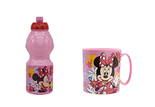 ALMACENESADAN, 4934 Minnie Mouse, bestehend aus Mikrowelle 350 ml und Wasserflasche 400 ml, wiederverwendbar, BPA-frei von ALMACENESADAN