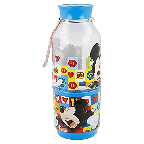 ALMACENESADAN 2155; Snack Mickey Mouse; zwei Fächer; Fassungsvermögen Flasche 300 ml; Produkt aus Kunststoff; BPA-frei von ALMACENESADAN
