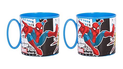 ALMACENESADAN 4704 Pack Spiderman, bestehend aus 2 Tassen Mikrowelle 265 ml, wiederverwendbar, BPA-frei von ALMACENESADAN