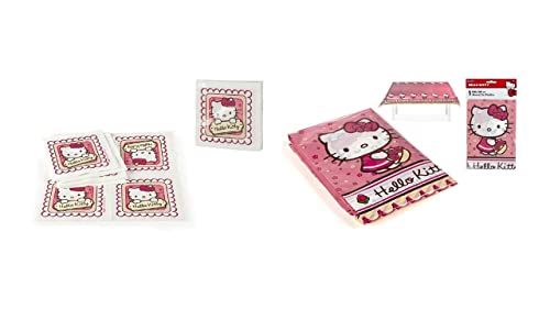ALMACENESADAN -4785, Packung Hello Kitty, bestehend aus 20 Papierservietten 33 x 33 cm und Tischdecke 120 x 180 cm, ideal für Partys und Geburtstage, mehrfarbig (8435510347857) von ALMACENESADAN