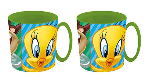ALMACENESADAN 4845 Loony Tunes Set bestehend aus 2 Tassen Mikrowelle 350 ml, wiederverwendbar, BPA-frei von ALMACENESADAN