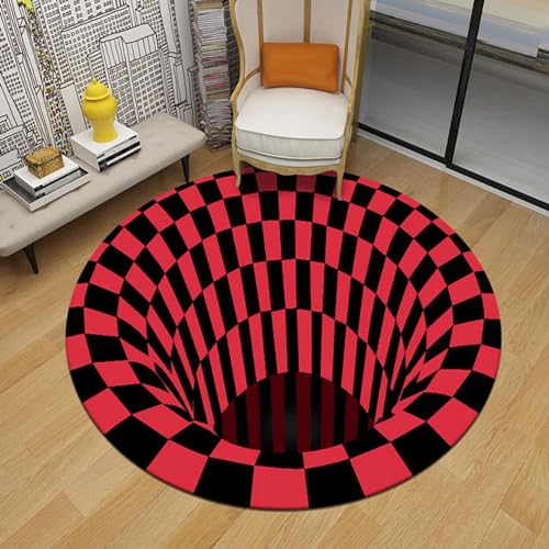 ALMASI 3D-Teppich mit optischer Täuschung, Loch, rund, groß, für Esszimmer, Tisch, Wohnzimmer, Schlafzimmer, Jungen und Mädchen(Color:H,Size:120CM/47.2INCH) von ALMASI