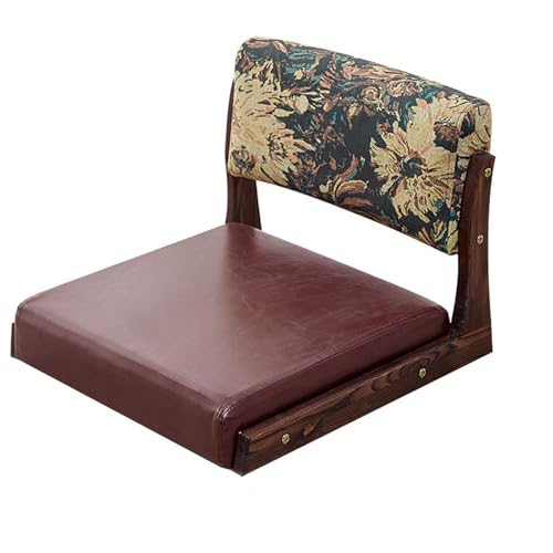 ALMASI Meditationsstuhl mit Rückenstütze - Massivholzbodenstuhl für Wohnzimmer und Schlafzimmer, japanischer Tatami -Stil(B) von ALMASI