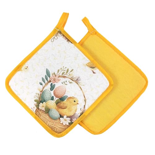 Topflappen für Ostern – Frühling Sommer – ideal als Geschenk und Tischdekoration – Made in Italy (Quadrat, Puppenkorb) von ALMATEX SRL