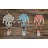 Heißluftballon Makramee/Geschenk Zur Geburt Kinderzimmerdeko Babyshower Macrame Wandbehang Taufe von ALMAVELLO