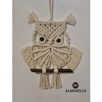 Makramee Eule /Glückseule/Wandbehang/ Macrame Owl Boho Glücksbringer von ALMAVELLO