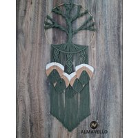 Makramee Lebensbaum Mit 5 Blättern/ Baum Des Lebens/ Hochzeitsgeschenk/ Wandbehang/Boho Boho-style Macrame Tree Of Life von ALMAVELLO