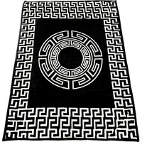 Almina Decke 160x220cm 1 Person Schwarz-Weiß Muster Tagesdecke Kuscheldecke Wohndecke Fleecedecke Bettdecke Motiv 3 von ALMINA