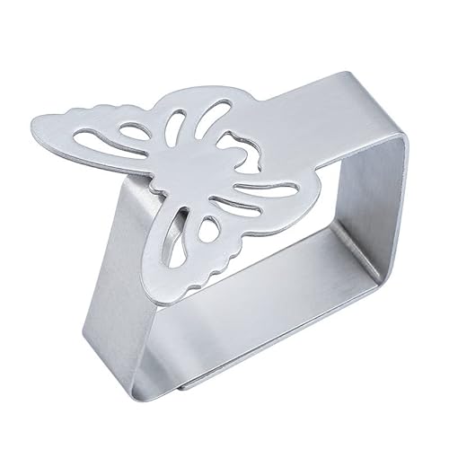 4 STÜCKE Edelstahl Dekorative Blatt Tischdecke Klemmhalter Tischabdeckung Klemmen for Picknick BBQ Hochzeit Dekor(D Butterfly 4pcs) von ALMLNLL