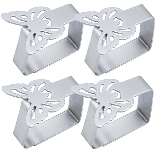 4 STÜCKE Edelstahl Dekorative Blatt Tischdecke Klemmhalter Tischabdeckung Klemmen for Picknick BBQ Hochzeit Dekor von ALMLNLL