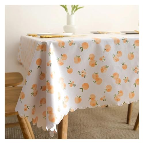 Abwaschbare Tischdecke, Wasserdichte Tischdecke PVC Quadrat Rechteck Tischplatte Abdeckung Öl Beweis Abwischbare Abdeckungen(Peach Pattern,90x90cm) von ALMLNLL