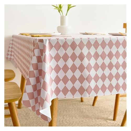 Abwaschbare Tischdecke, Wasserdichte Tischdecke PVC Quadrat Rechteck Tischplatte Abdeckung Öl Beweis Abwischbare Abdeckungen(Pink Prismatic,140x220cm) von ALMLNLL