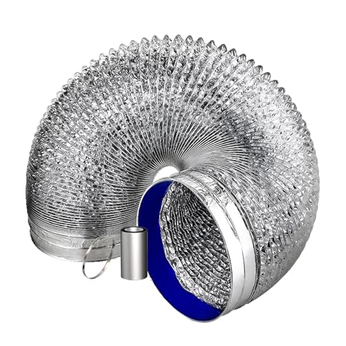 Aluminium-Entlüftungsschlauch for Trocknerlüfter, Dunstabzugshauben, Belüftung mit Klemmen und Klebeband, mehrere Größen, silberfarben(2m,80mm) von ALMLNLL
