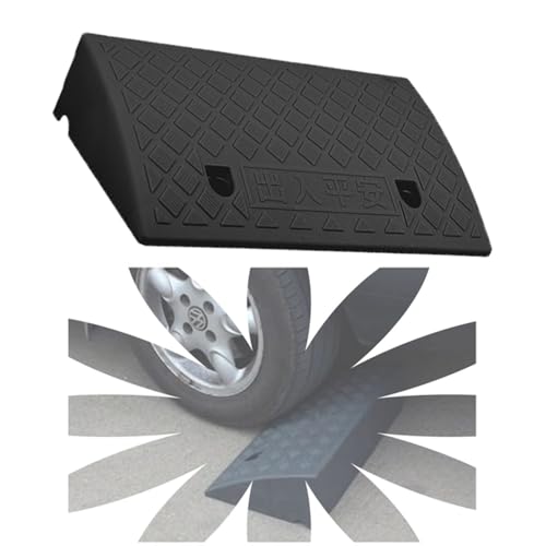 Auto-Schwellenrampe, PVC-Einfahrts-Bordsteinrampe, Rutschschwellenrampen, tragbare Motorradrampe, 1-9 Zoll hohe Laderampen for Garage, Laderampe, Gehweg(Black,50x50x19cm) von ALMLNLL