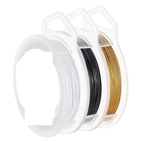 Kupferdraht für Drahtwickeln, Schmuckdraht, 3 Rollen, 25 Gauge/0,45 mm, Edelstahldraht in verschiedenen Farben, 150 m, Tigerschwanz-Perlendraht for Basteln mit Perlen von ALMLNLL