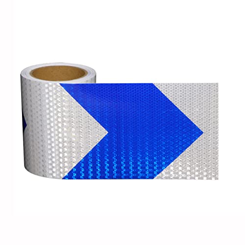 Sicherheits-Reflexband, 10 Meter x 15 cm Pfeil Selbstklebender hochintensiver reflektierender Aufkleber for Auto LKW(Blue White) von ALMLNLL