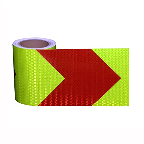 Sicherheits-Reflexband, 10 Meter x 15 cm Pfeil Selbstklebender hochintensiver reflektierender Aufkleber for Auto LKW(Green Red) von ALMLNLL