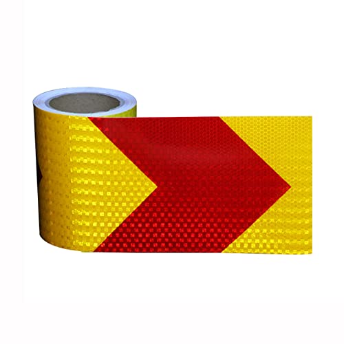 Sicherheits-Reflexband, 10 Meter x 15 cm Pfeil Selbstklebender hochintensiver reflektierender Aufkleber for Auto LKW(Red Yellow) von ALMLNLL
