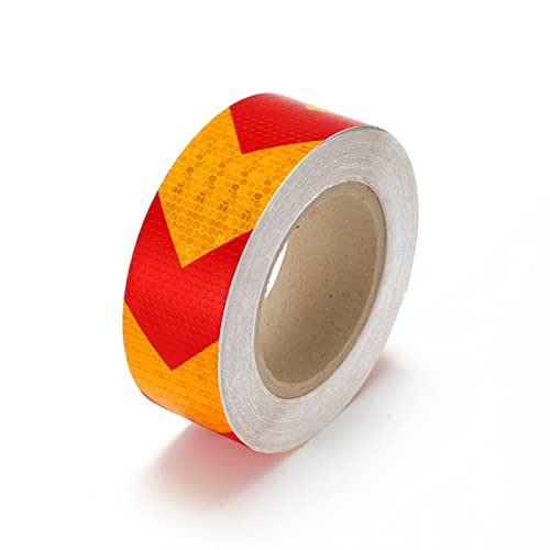 Sicherheits-Reflexband, Pfeil-Reflexband, selbstklebend, hochintensiver Reflektoraufkleber, Markierungsband, 25 Meter x 5 cm(Red Yellow) von ALMLNLL