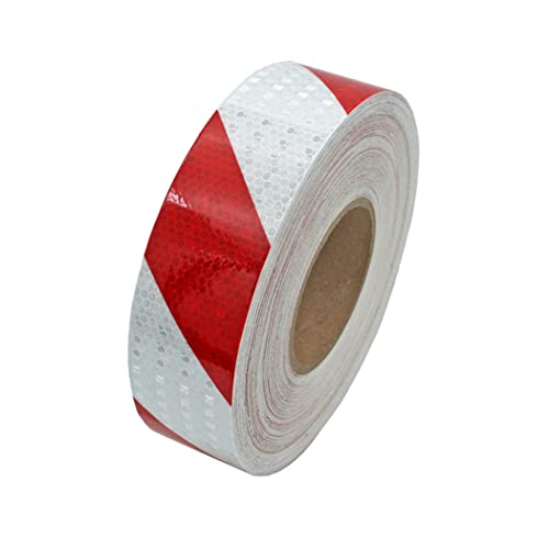 Sicherheits-Reflexband, Reflektierendes Klebeband, selbstklebendes Sicherheitsmarkierungsband, Warn-Nacht-Reflexaufkleber, 5 cm x 3 Meter(Red and White) von ALMLNLL