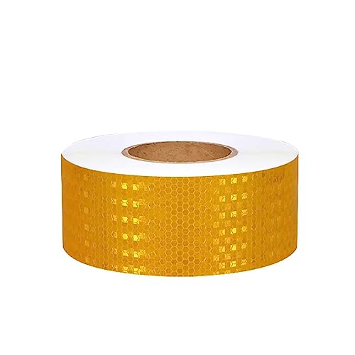 Sicherheits-Reflexband, Reflektierendes Klebeband, selbstklebendes Warnband, 7 cm x 164 Fuß, hochintensiver reflektierender Aufkleber(Yellow) von ALMLNLL