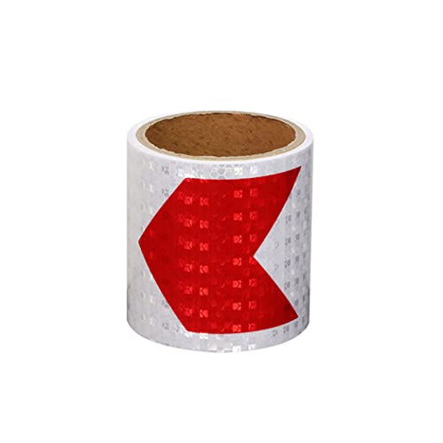 Sicherheits-Reflexband, Reflektierendes Klebeband Warnig Markierungsband Selbstklebender Gegenpfeil Autoaufkleber 2,7 Meter * 10 cm(Red+white) von ALMLNLL