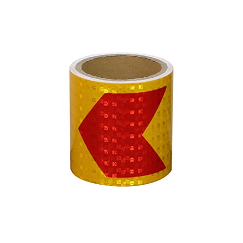 Sicherheits-Reflexband, Reflektierendes Klebeband Warnig Markierungsband Selbstklebender Gegenpfeil Autoaufkleber 2,7 Meter * 10 cm(Red+yellow B) von ALMLNLL