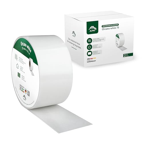 ALMO 2x Premium Fensteranschlussband für innen vollflächig Selbstklebend - Überputzbar mit Fingerlift - 75mm x 25m Fensterdichtband für den Innenbereich, Luftdicht ALMO 2x Premium Fensteranschlussband für innen vollflächig Selbstklebend - Überputzbar mit Fingerlift - 75mm x 25m Fensterdichtband für den Innenbereich, Luftdicht von ALMO