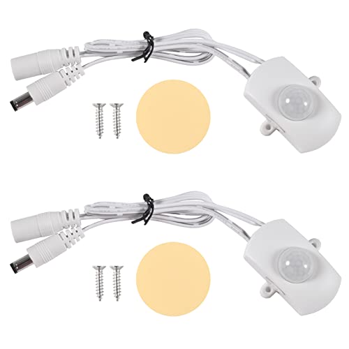 2 x DC 5–24 V Mini PIR Motion Sensor Switch Sensor Switch für Heimwerker LED Beleuchtung, PIR Infrarot Bewegungsmelder Sensor-Detektor Automatische LED Strip DC-Schnittstelle (Weiß) von ALMOCN