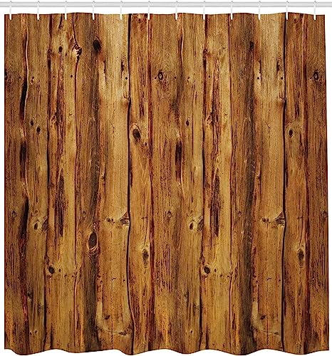 ALMONO Duschvorhang 120x200 Altes Brett Duschvorhang Hölzern Badezimmer Vorhang Antischimmel Wasserdicht 3D Effekt Duschvorhänge Textil Polyester Stoff für Badewannen mit Haken von ALMONO