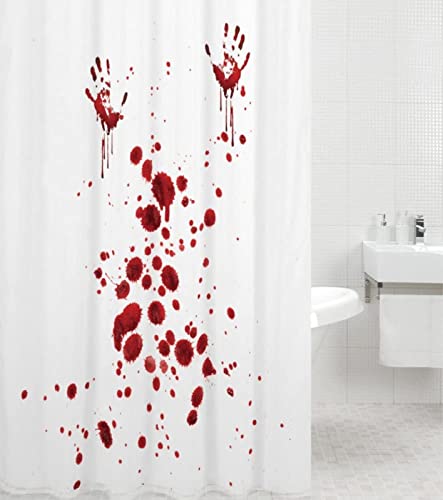 ALMONO Duschvorhang 180x180 Blutige Hand Duschvorhang Horrorhand Badezimmer Vorhang Antischimmel Wasserdicht 3D Effekt Duschvorhänge Textil Polyester Stoff für Badewannen mit Haken von ALMONO