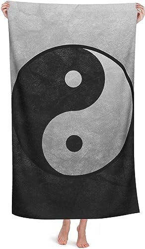 ALMONO Mikrofaser Strandtuch Yin und Yang Handtuch Groß 80x160 cm, Yin und Yang Strandtuch 3D Badetuch Strandhandtuch Schnelltrocknend Weiches Strandlaken, Reisehandtuch, Saunatuch von ALMONO