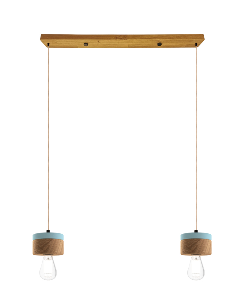 2er Hängelampe aus Eiche Holz skandinavisches Design 0239 ALMUT - Pastellblau 2er Hängelampe aus Eiche Holz skandinavisches Design 0239 ALMUT - Pastellblau von ALMUT von Wildheim