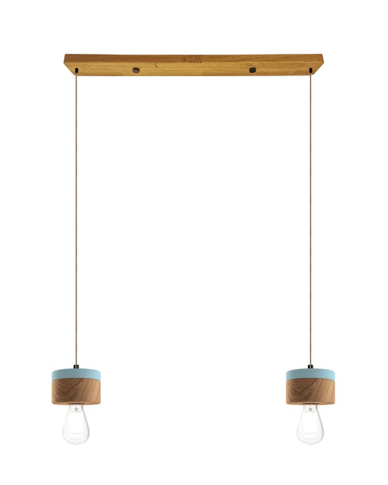 2er Hängelampe aus Eiche Holz skandinavisches Design 0239 ALMUT - Pastellblau von ALMUT von Wildheim